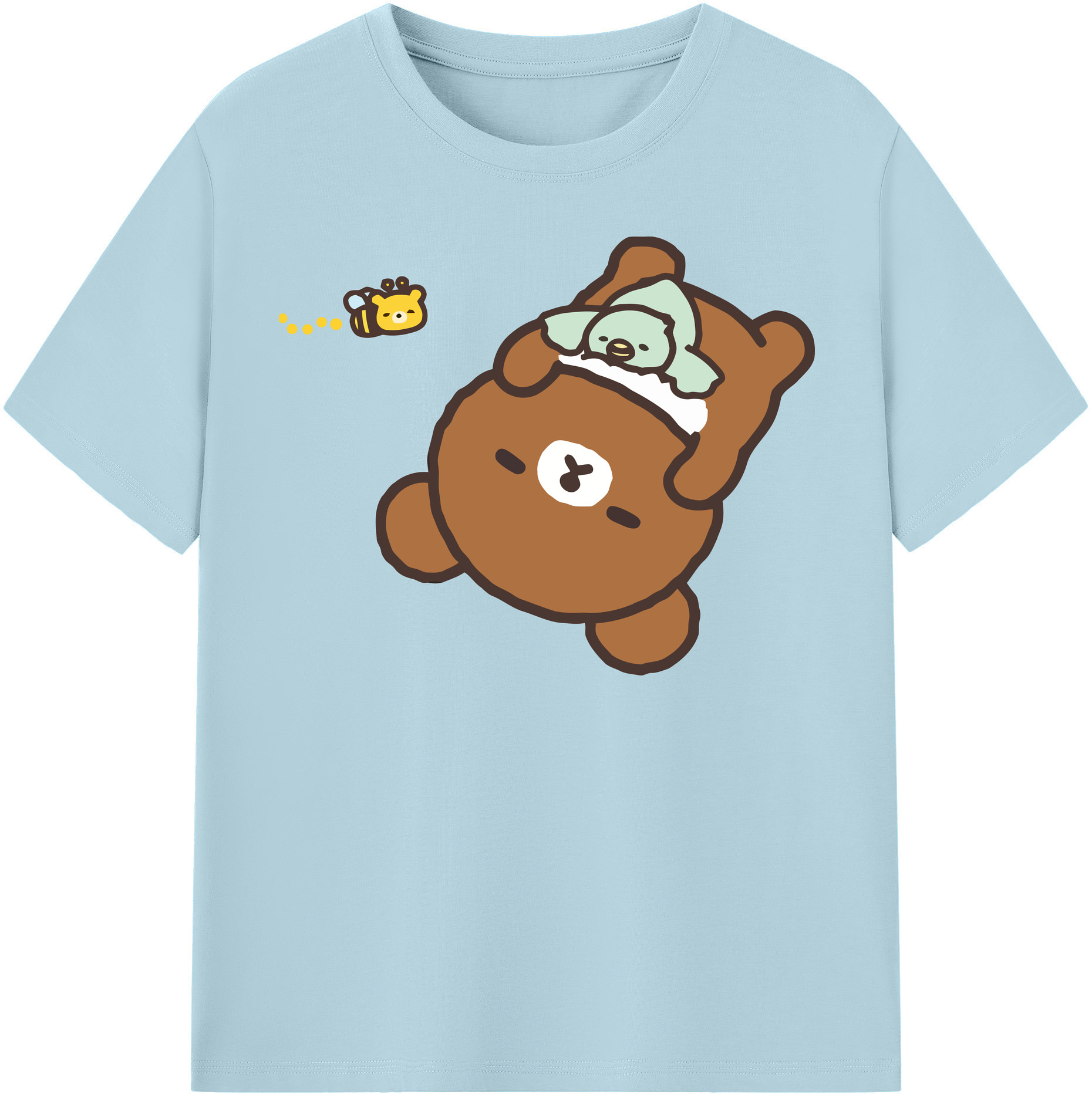 （画像用） リラックマ リラックマ キイロイトリ Rilakkuma Korilakkuma Kiiroitori 綿100％半袖Tシャツ（フロントプリント）